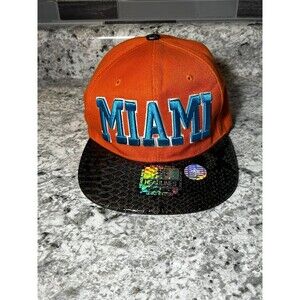 Miami Snap Back Headlines Hat Orange Snakeskin Bill Brand New
